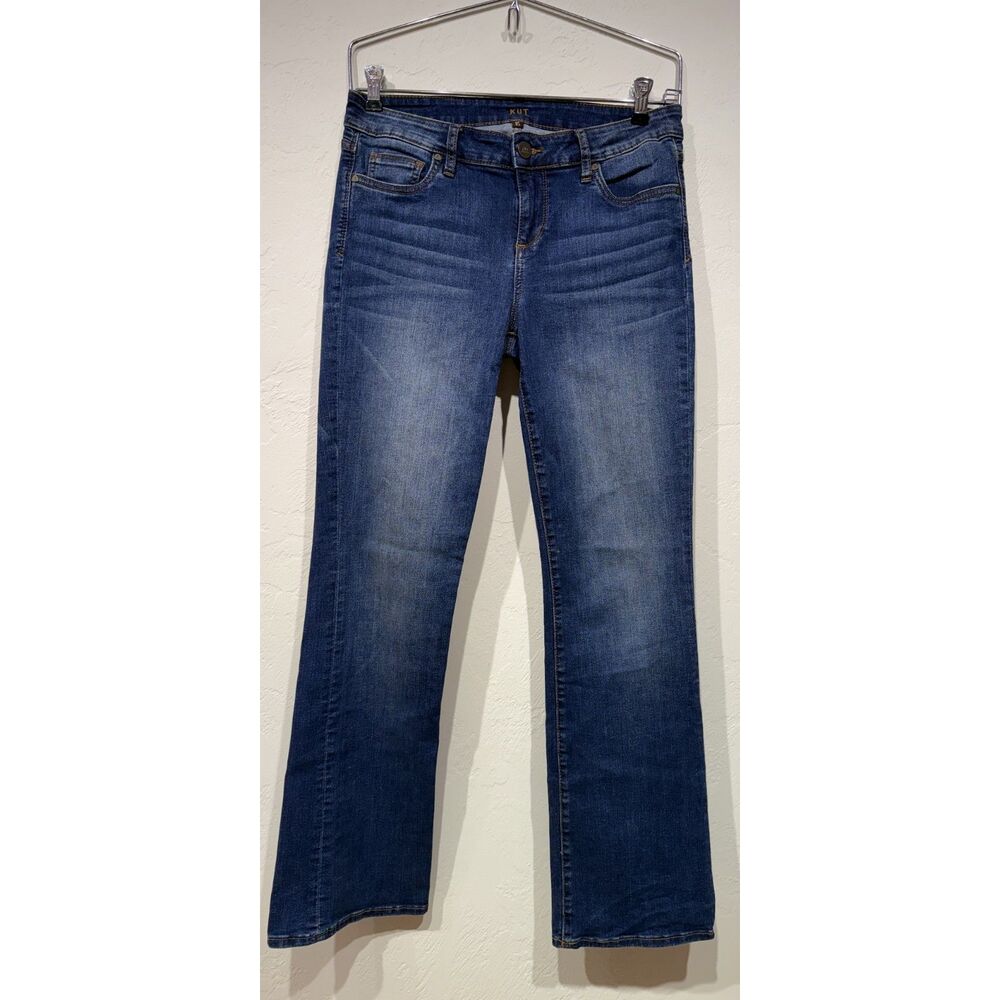 KUT from the Kloth Baby Bootcut Jeans Mid Rise Blue Wash Stretch Sz 8S (8 Short)